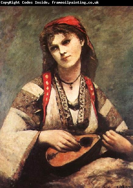  Jean Baptiste Camille  Corot Gypsy with a Mandolin