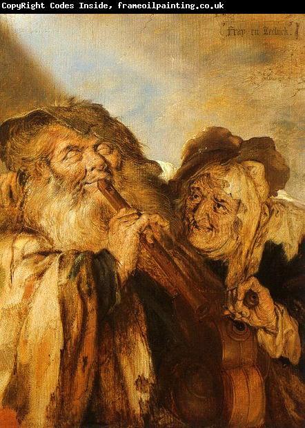 Adriaen Pietersz Vande Venne Beggars Playing Pipes and a Hurdy Gurdy