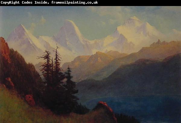 Albert Bierstadt Sunset Over a Mountain Lake