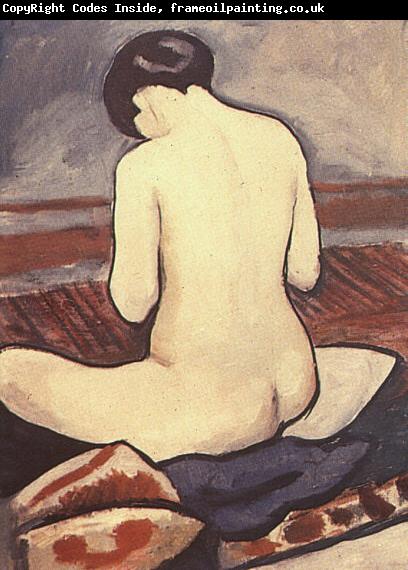 August Macke Sitting Nude with Cushions