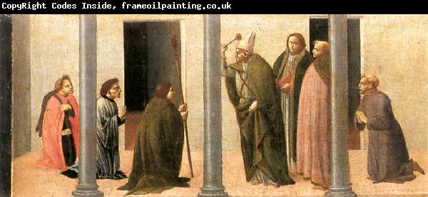 BARTOLOMEO DI GIOVANNI Predella: Consecration of the Church of the Innocents