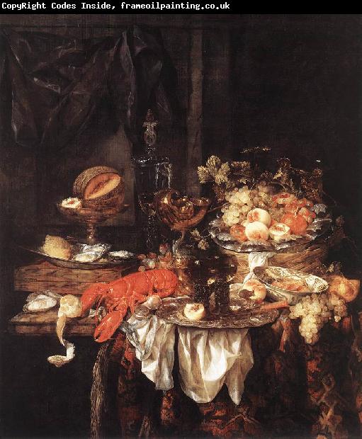 BEYEREN, Abraham van Banquet Still-Life with a Mouse fdg