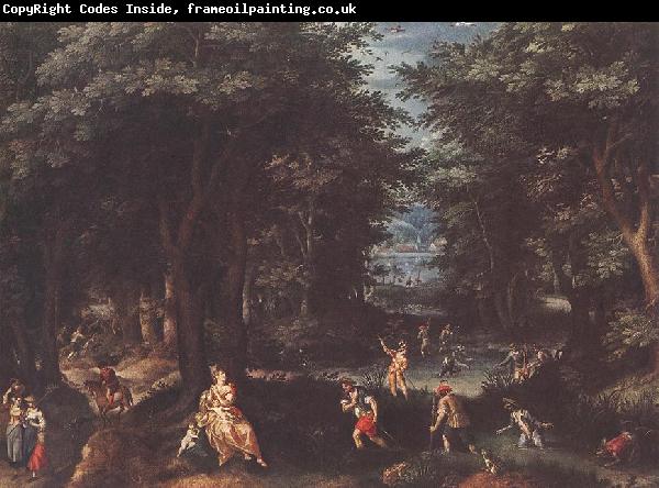 CONINXLOO, Gillis van Landscape with Leto and Peasants of Lykia fsg