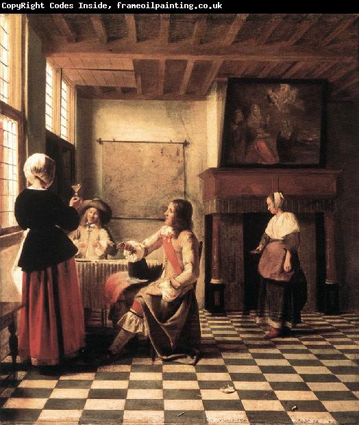 HOOCH, Pieter de A Woman Drinking with Two Men s