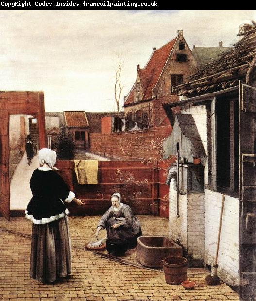 HOOCH, Pieter de Woman and Maid in a Courtyard st