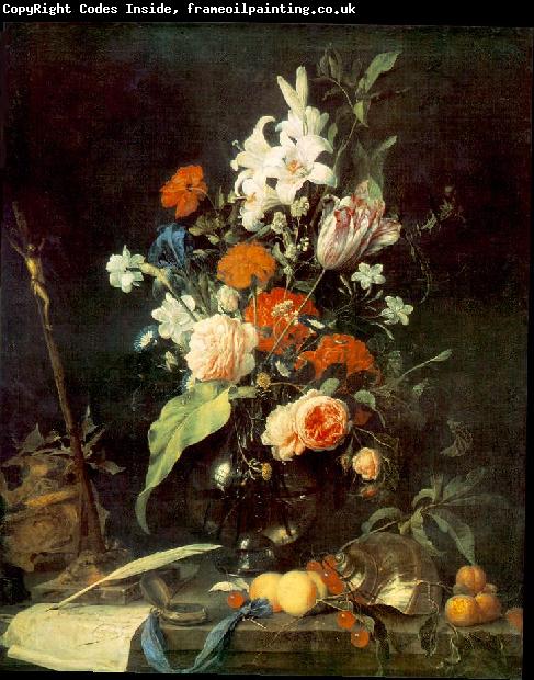 Jan Davidsz. de Heem Flower Still-life with Crucifix and Skull