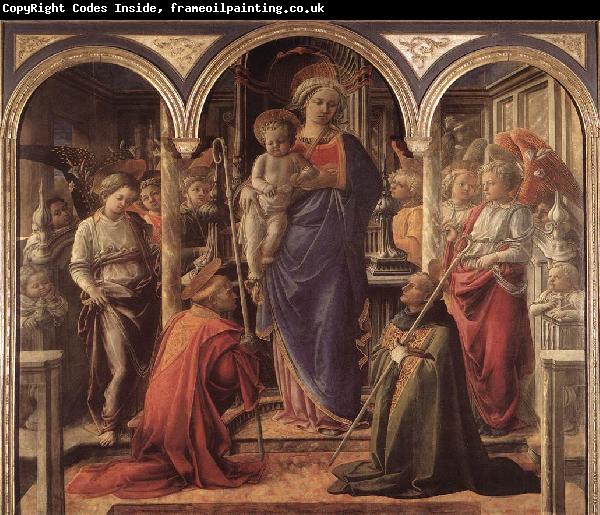 LIPPI, Fra Filippo Adoration of the Child with Saints g