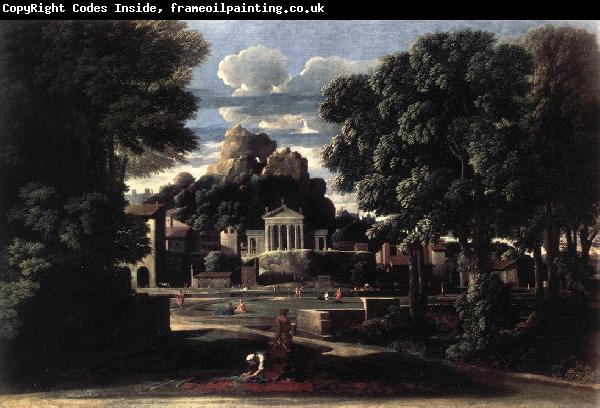 Nicolas Poussin Landscape with Gathering of the Ashes of Phocion by his Widow