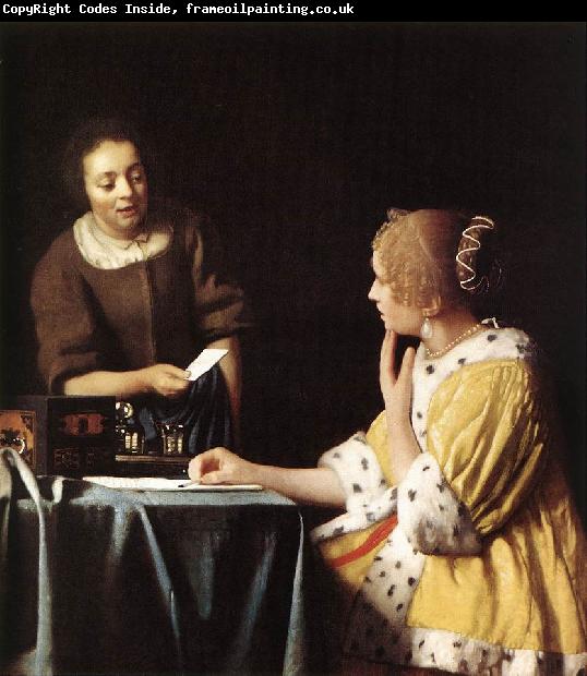 VERMEER VAN DELFT, Jan Lady with Her Maidservant Holding a Letter wetr