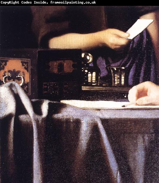 VERMEER VAN DELFT, Jan Lady with Her Maidservant Holding a Letter (detail) r
