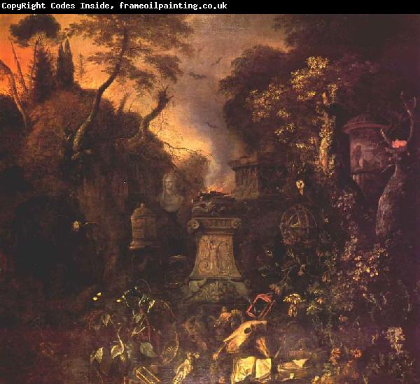 WITHOOS, Mathias Landscape with a Graveyard by Night