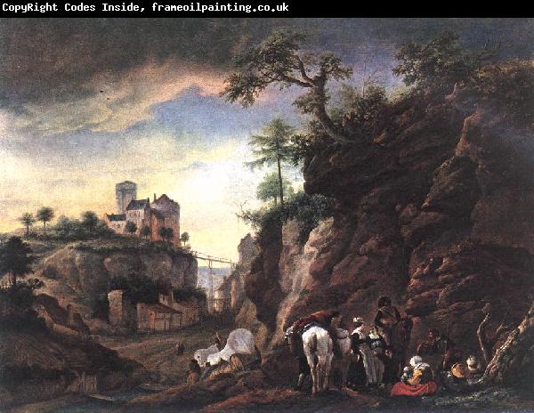 WOUWERMAN, Philips Rocky Landscape with resting Travellers qr