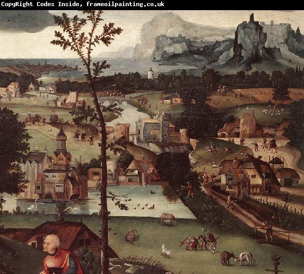 PATENIER, Joachim Landscape with the Rest on the Flight (detail) a