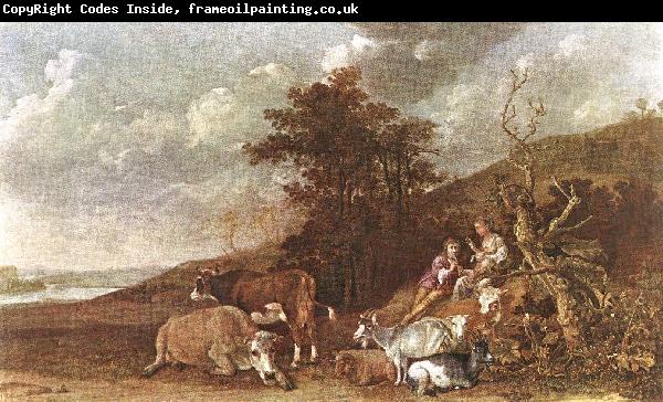 POTTER, Paulus Landscape with Shepherdess and Shepherd Playing Flute af