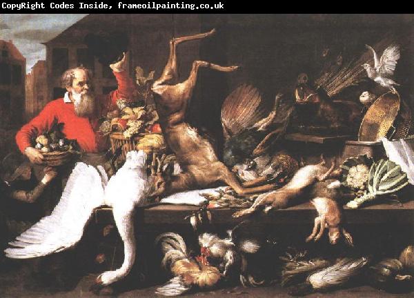 SNYDERS, Frans Still Life with Dead Game, Fruits, and Vegetables in a Market w t