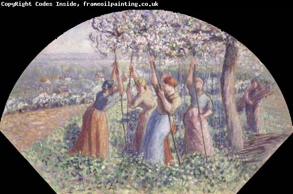 Camille Pissarro Peasant Women Placing pea-Sticks in the Ground