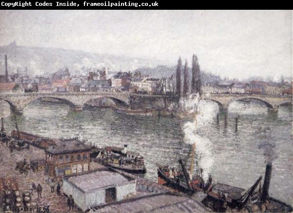 Camille Pissarro The Stone bridge in Rouen,dull weather
