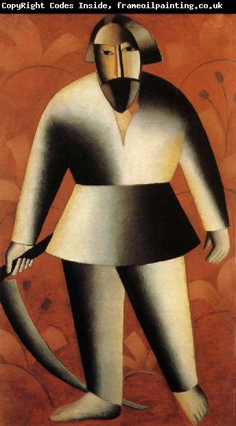 Kasimir Malevich The Harvestman with red background