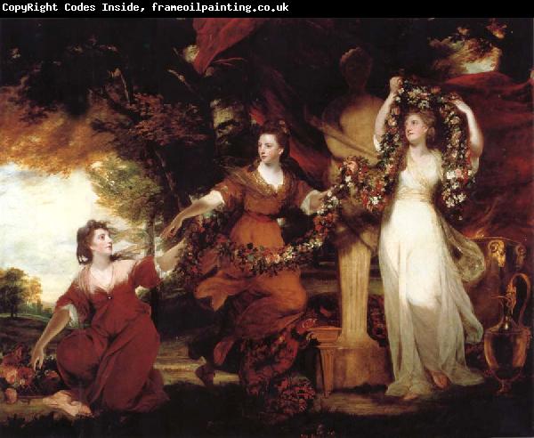 REYNOLDS, Sir Joshua Three Ladies adorning a term of Hymen