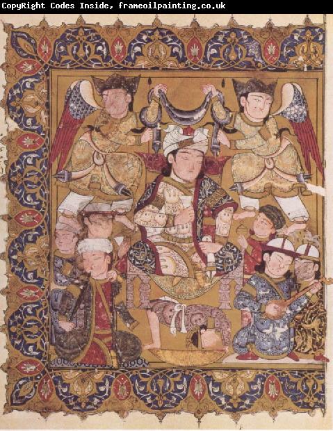 unknow artist Enthroned ruler beneath a scarf of victory upheld by angels and who himself holds both royal cup and royal white kerchief