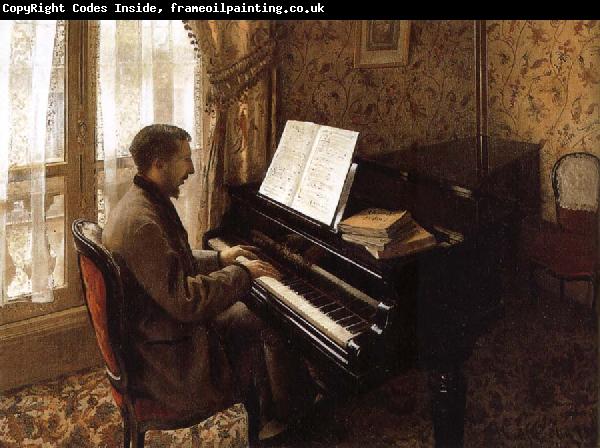 Gustave Caillebotte The young man plays the piano