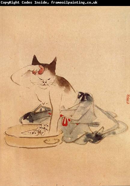 Hiroshige, Ando Cat Bathing