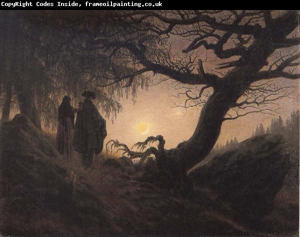 Caspar David Friedrich Man and Woman contemplating the Moon
