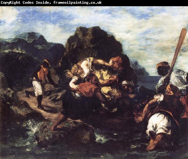 Eugene Delacroix African Priates Abducting a Young Woman