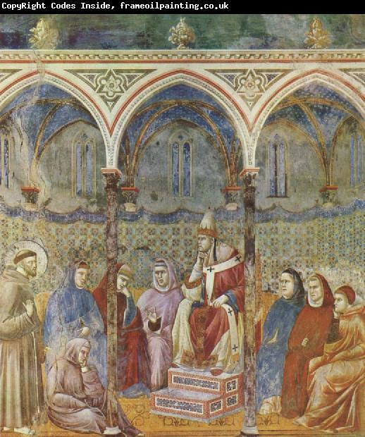 GIOTTO di Bondone Legend of St Francis St Francis Preaching before Pope Honorius Ill