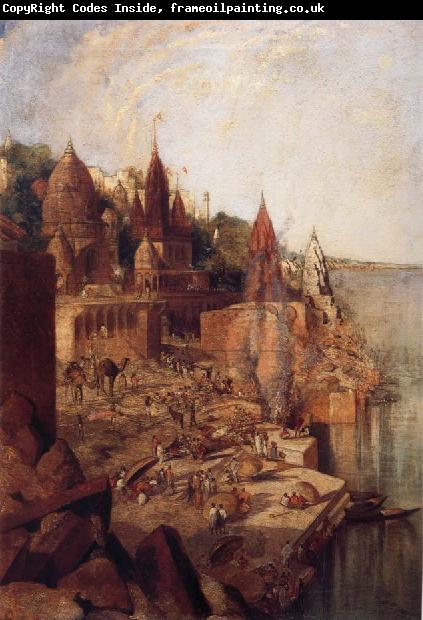 George Landseer The Burning Ghat Benares,as Seen From the City