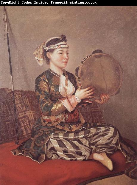 Jean-Etienne Liotard Girl in Turkish Costume with Tambourine