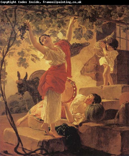 Karl Briullov Young Girl Gathering Grapes in the Neighbourhood of Naples
