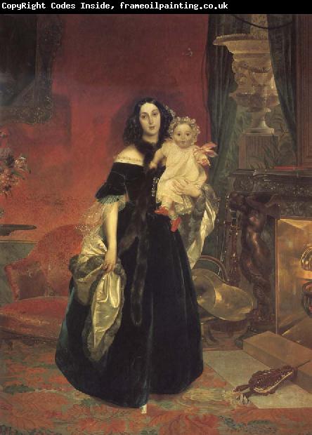 Karl Briullov Portrait of Maria Beck with her daughter