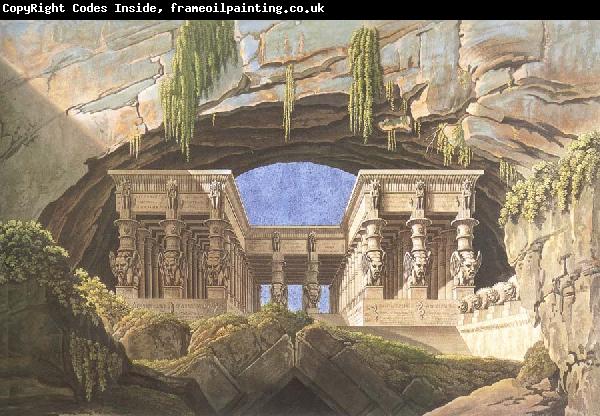 Karl friedrich schinkel The Portico of the Queen of the Night-s Palace,decor for Mozart-s opera Die Zauberflote