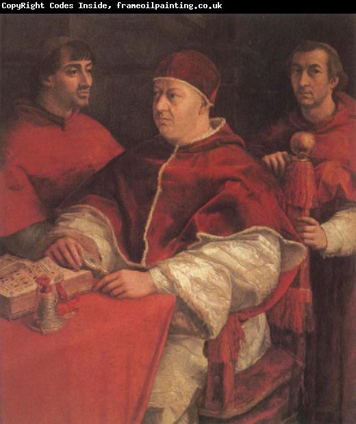 Raphael Portrait of Pope Leo X with Cardinals Guillo de Medici and Luigi de Rossi