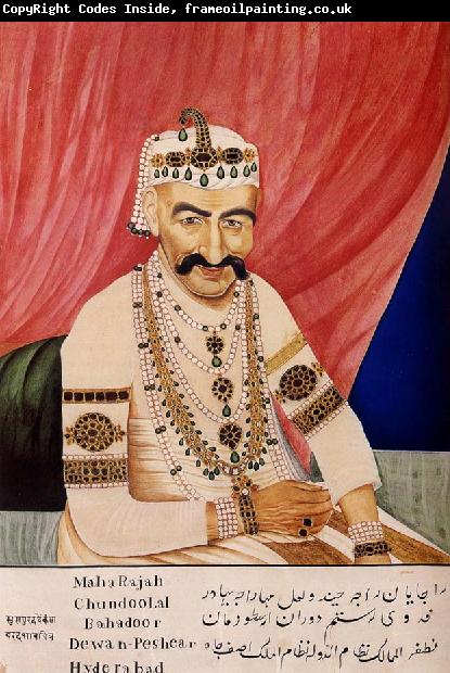 unknow artist Portrait of Maharaja Chandulal,Chief Minister of the Nizam of Hyderabad,Nawab Ali Khan,Asaf Jah Iv
