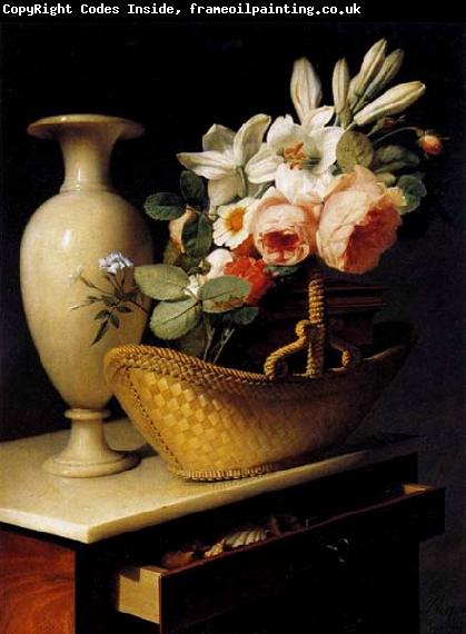 Antoine Berjon Still-Life with a Basket of Flowers
