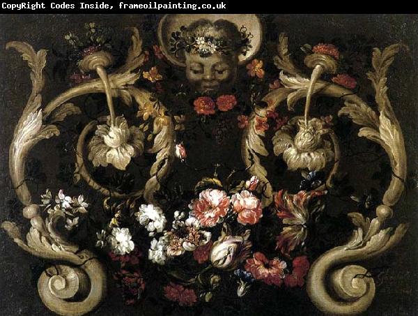 CORTE, Gabriel de la. Grotesques with Flowers