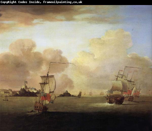 Monamy, Peter British men-o-war and a merchantman off Elizabeth Castle,Jersey