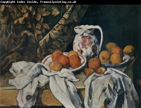 Paul Cezanne Still life with curtain
