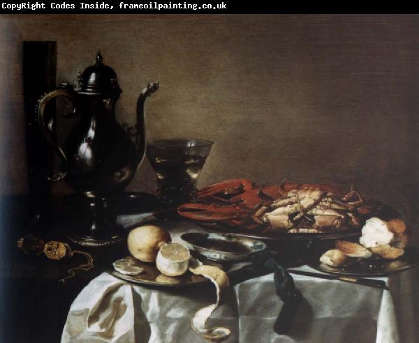 Pieter Claesz Style life with lobster and crab