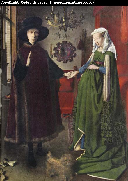 Jan Van Eyck The Italian kopmannen Arnolfini and his youngest wife some nygifta in home in Brugge