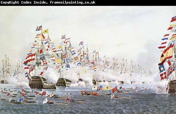unknow artist Flottparad in Portsmouth the 23 Jun 1814 to remembrance of one besok of the presussiske king ochh the Russian emperor