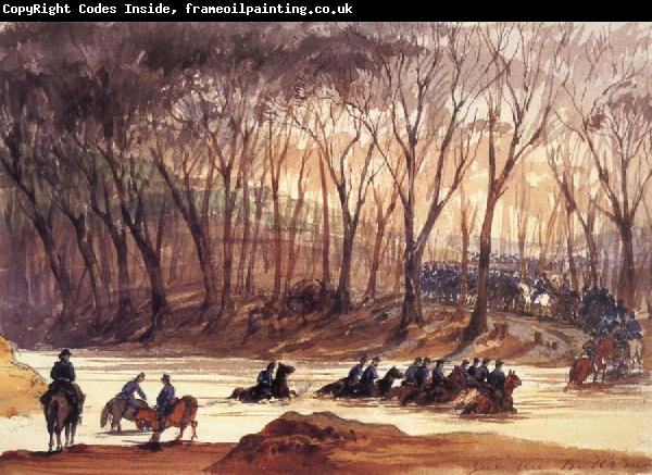 unknow artist Federal Cavalrymen Fording Bull Run