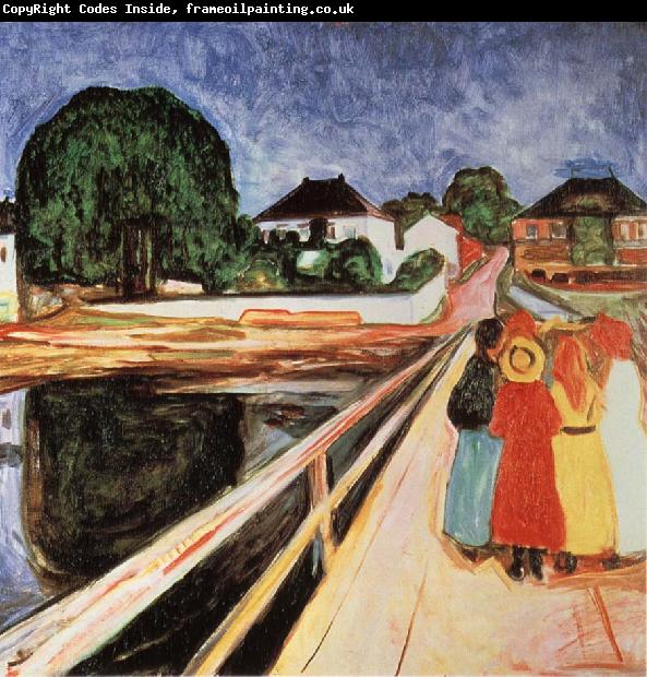 Edvard Munch Four girls on a bridge