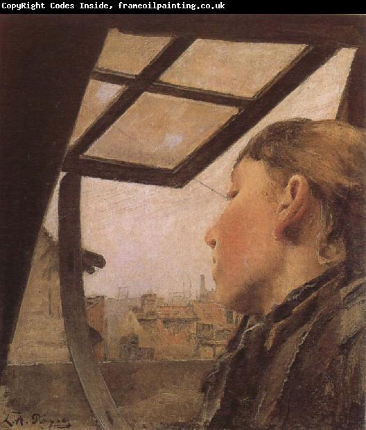 Laurits Andersen Ring Girl looking out of a Skylight