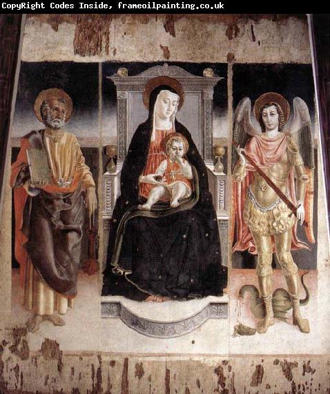 Lorenzo Veneziano Madonna Enthroned with the Infant Christ, St Peter and St Michael