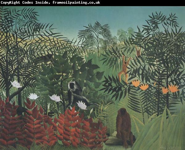 Henri Rousseau Tropical Forest with Monkeys
