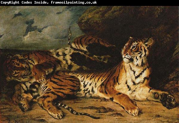 Eugene Delacroix A Young Tiger Playing with its Mother