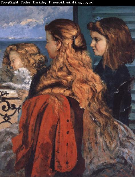 Gustave Courbet Three english girls at a window